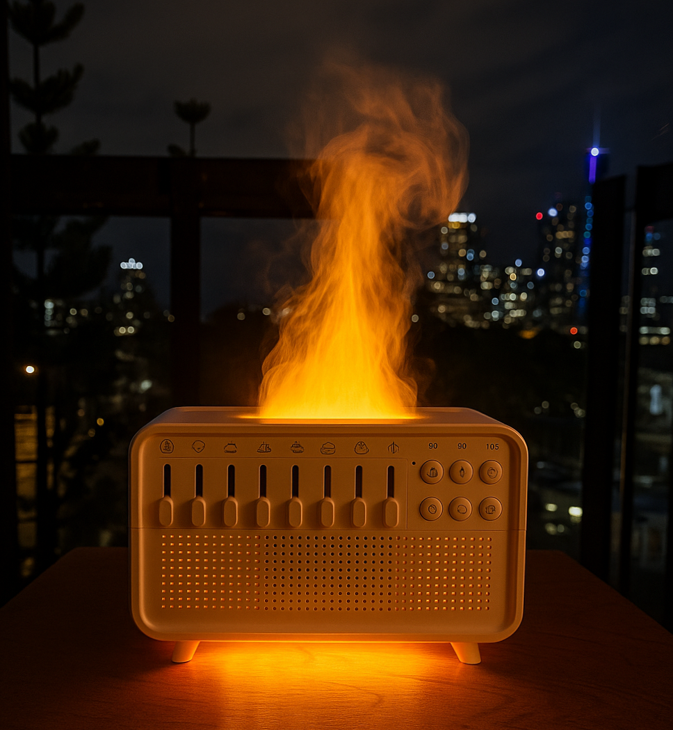 White Noise Sleep Diffuser & Flame Humidifier with Bluetooth