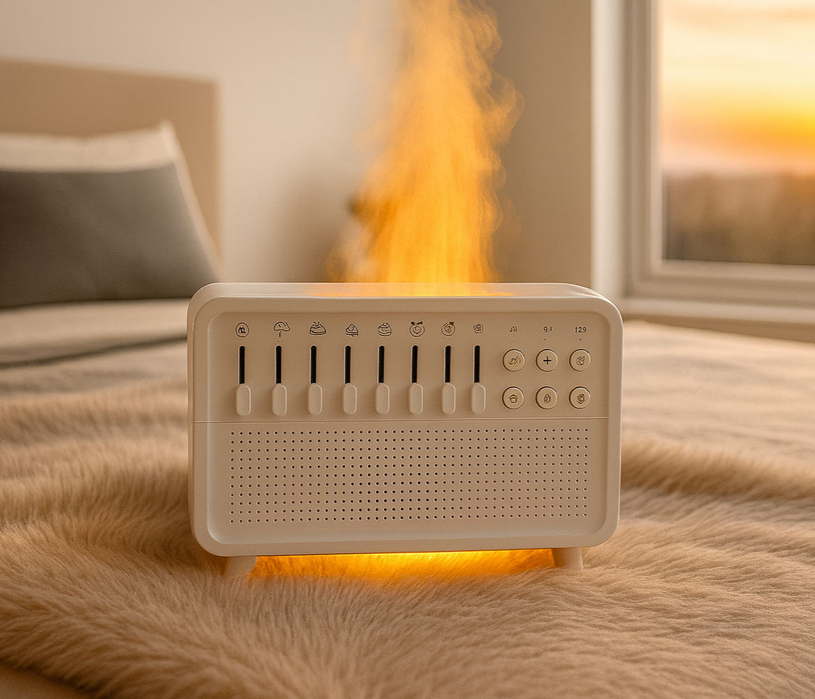 White Noise Sleep Diffuser & Flame Humidifier with Bluetooth
